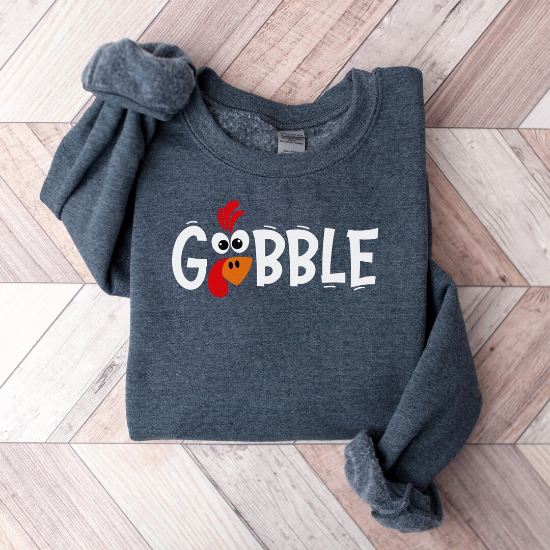 GOBBLE Letter Graphic Thanksgiving Shift Sweatshirt
