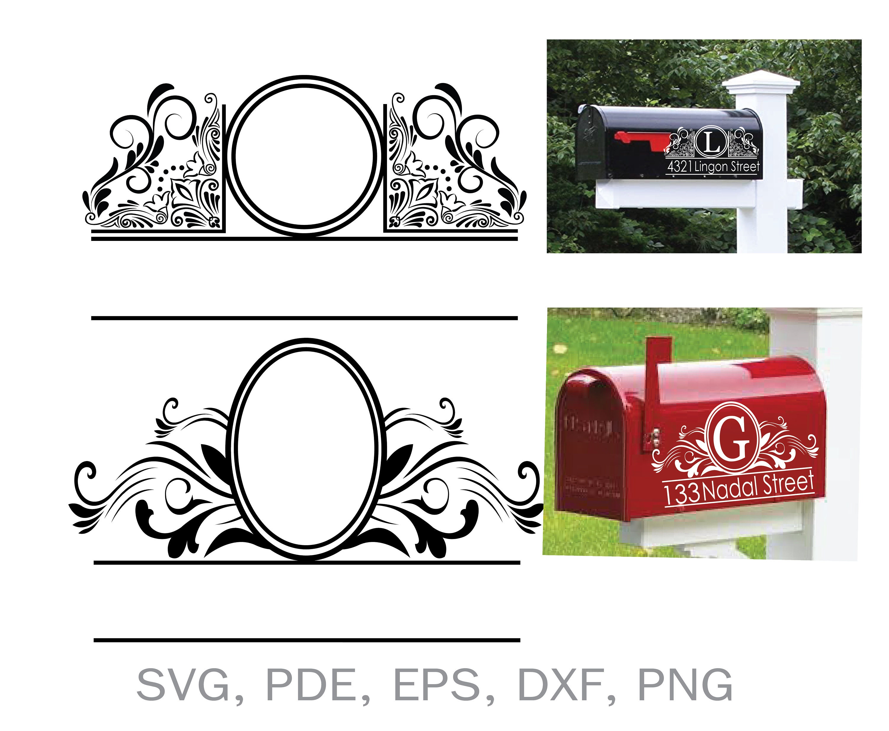 2 Monogram Mailbox SVG Silhouette Cricut Scan n Cut Mail Etsy