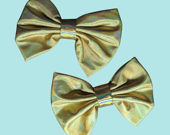 Metallic Bow for Dog - Gold Holographic Dog Bow - Dog Collar Bow - Velcro Bow - Dog Hair Bow - Bowtie - Pet Bow