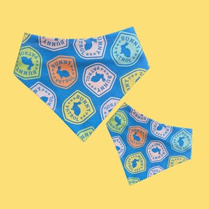 Dog Bandana - Snap-On Curved Dog Bandana - Bunny Patrol- Cotton Dog Bandana - Easter - Spring Dog Bandana