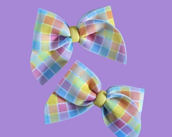 Spring Bow for Dogs - Spring Plaid - Bowtie - Dog Hair Bow - Dog Collar Bow - Velcro Bow