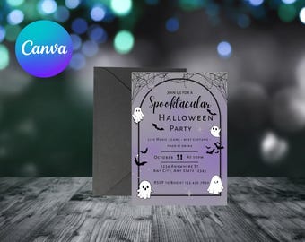 Spooky Halloween Party Invitation: Editable Canva Template (Digital Download) 5x7