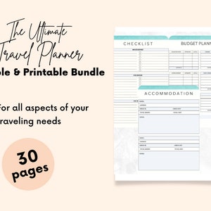 Editable Travel Planner Template | Trip Itinerary Planner | Canva Vacation Planner | Holiday Planner Insert | Digital Travel Planner Bundle