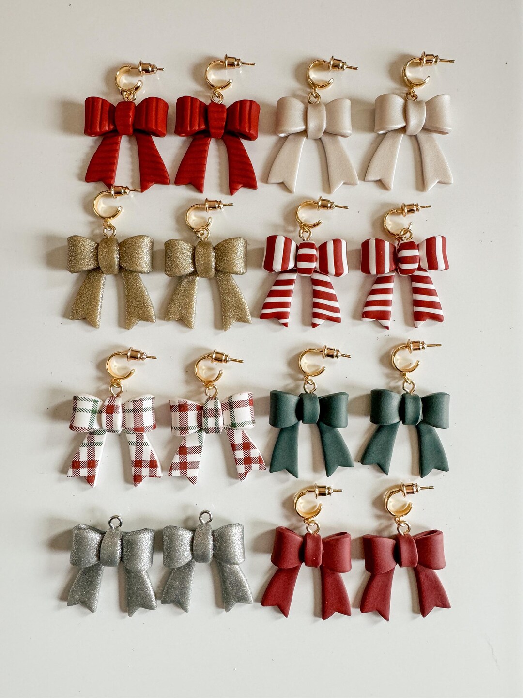Clay Earrings / Bow Earrings / Winter Earrings / Christmas Earrings ...