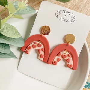 Clay Earrings / Pink Earrings / Heart Earrings / Rainbow Earrings / Valentine’s Earrings / Handmade / Lightweight / Hypoallergenic