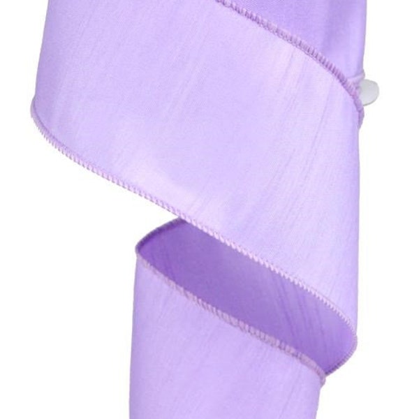 Spring Wired Ribbon, 2.5"X10yd Faux Dupioni, Easter Ribbon, Lavender Ribbon