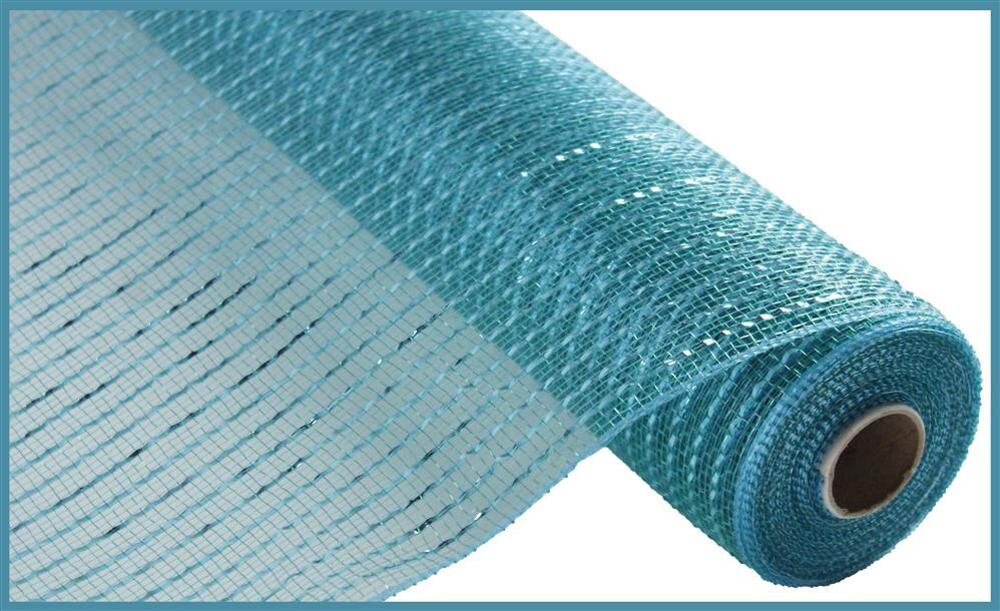 Turquoise Teal Blue 5.5 Wide Deco Metallic Foil Mesh Ribbon Roll