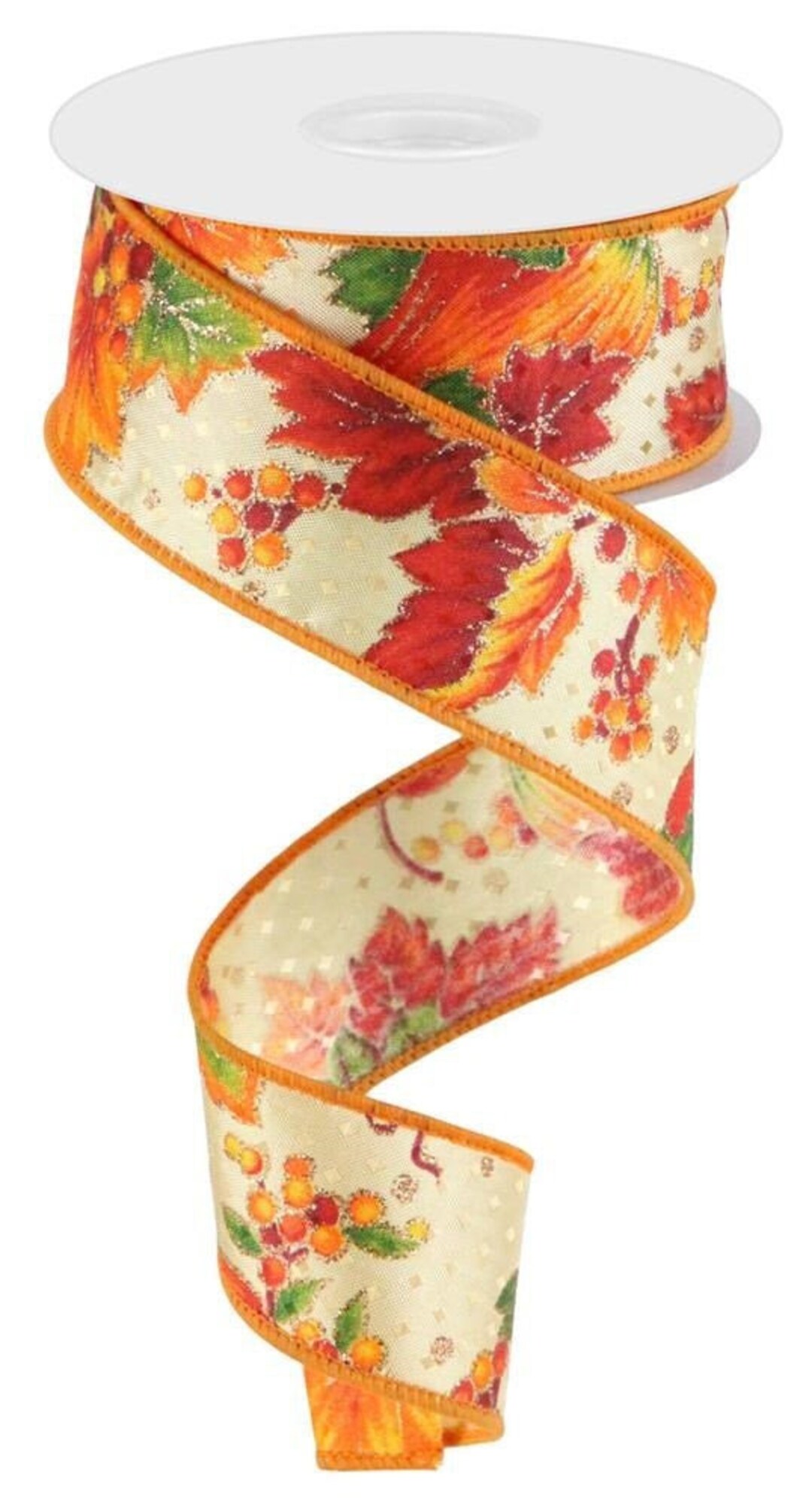 Fall Ribbon Pic Fall Ribbon, Pumpkins and Leaves, 1.5