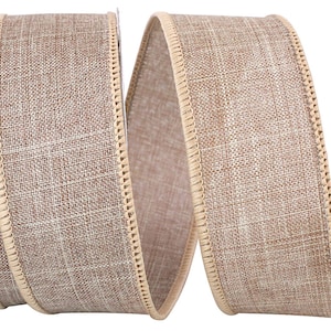 Natural Linen Wired Ribbon, 1-1/2 inches X 10 Yards