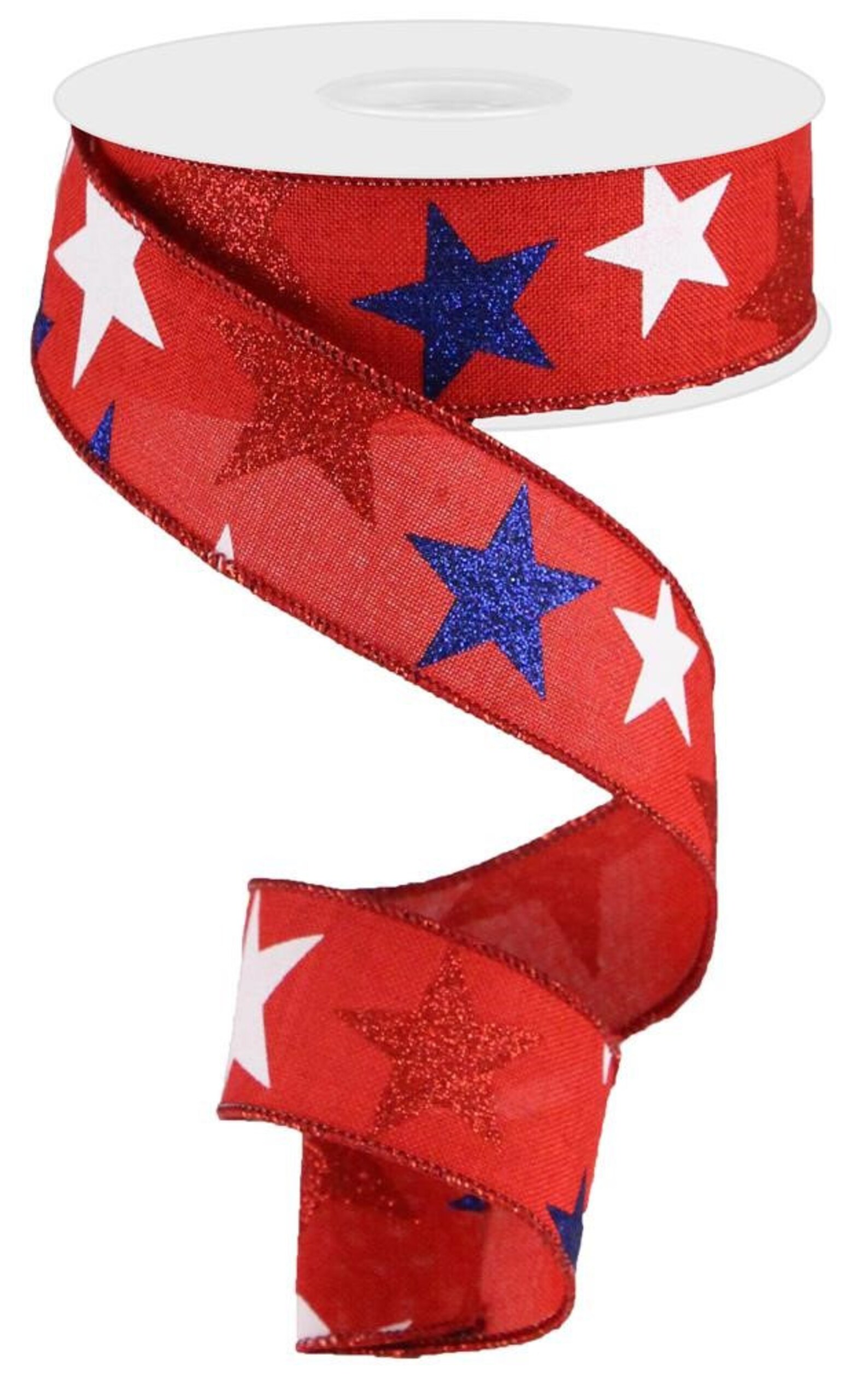 Patriotic Wired Ribbon 1.5x10yd Star on Royal - Etsy