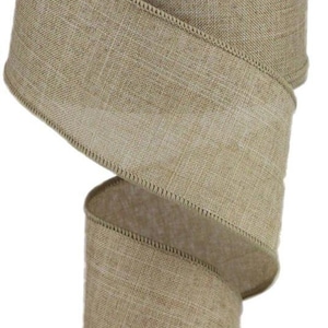 Light Beige Royal Burlap Wired Ribbon, 2.5&quot;X10yd Royal Burlap, 2.5&quot; X 10 Yards, Solid Wired Ribbon, Light Beige Royal Burlap