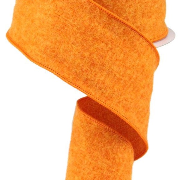 Orange Fall Wired Ribbon, 2.5"X10yd Fuzzy Royal Burlap 2.5"X10yd, Fall, Halloween