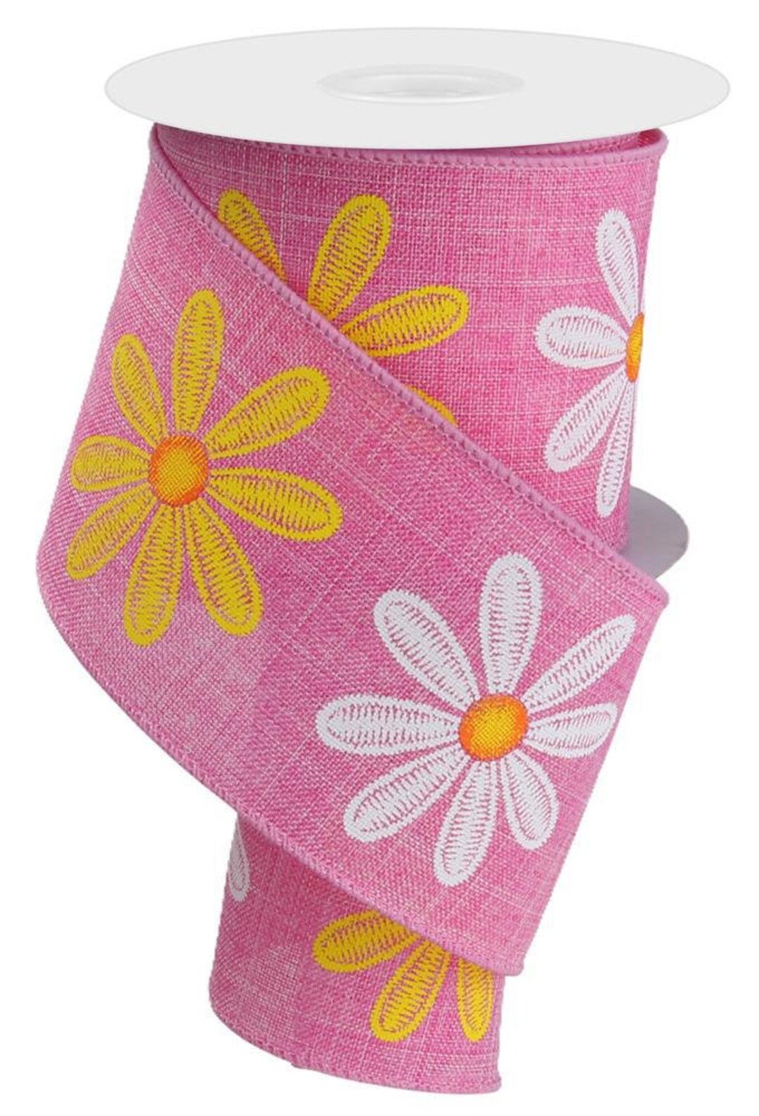 Dally Ribbon Daisy Wired Ribbon, 2.5