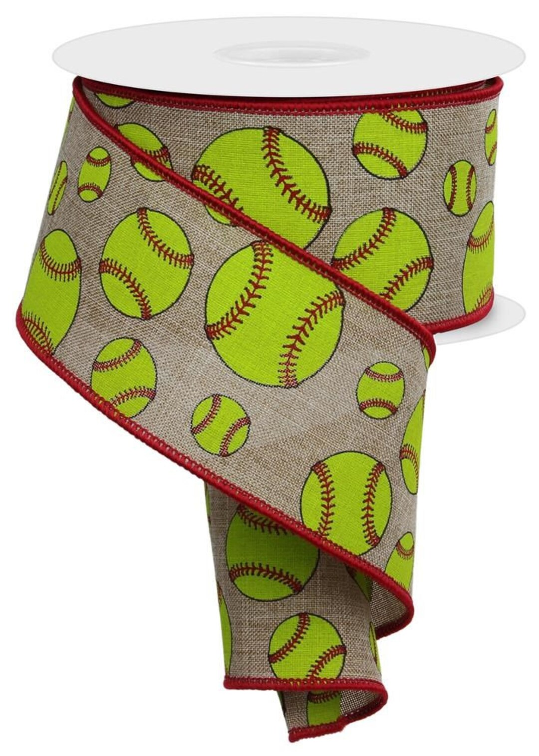 Softball Wired Ribbon, 2.5