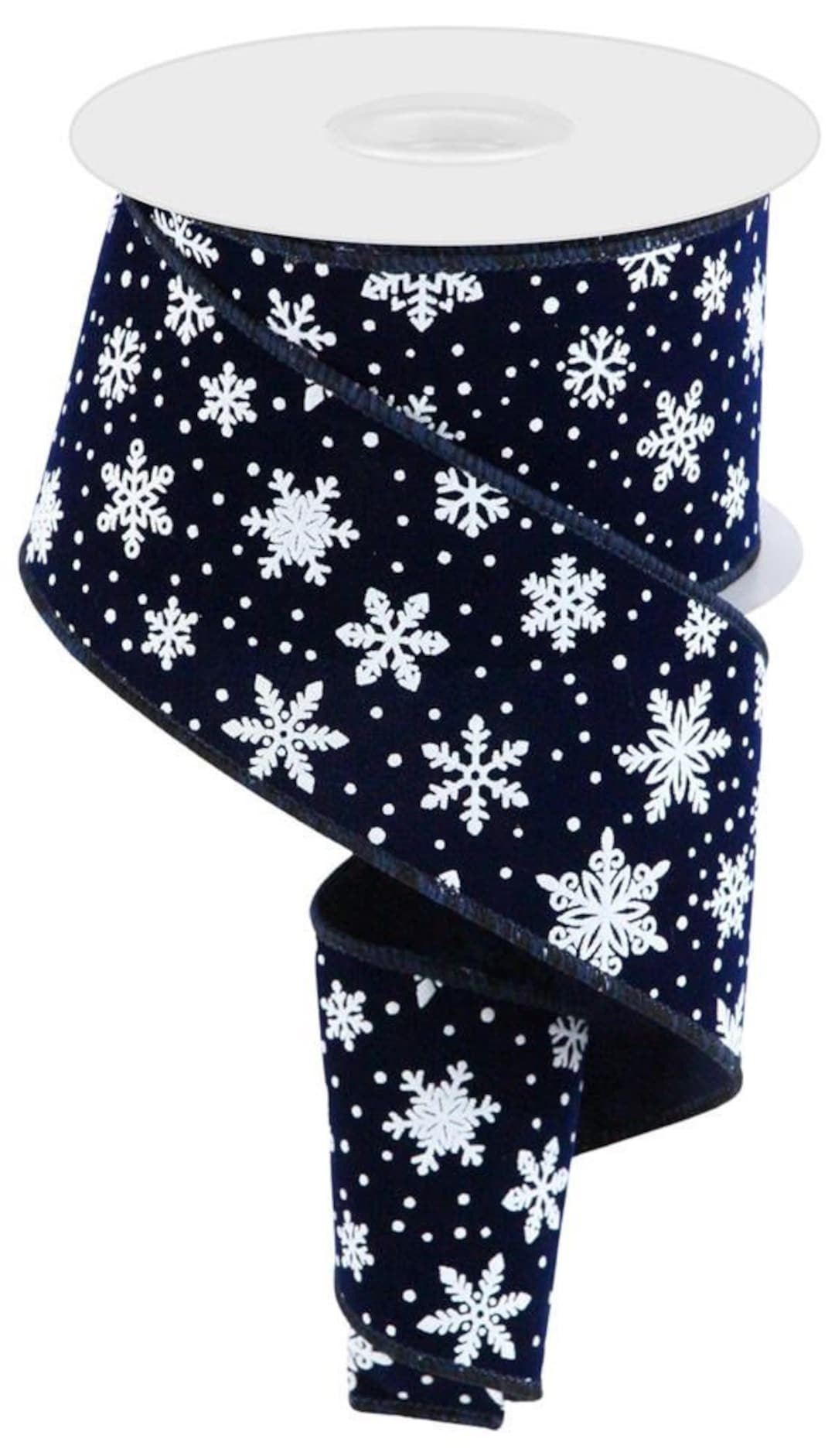 Snowflake Ribbon Graphics Winter Snowflakes Wired Ribbon, 2.5