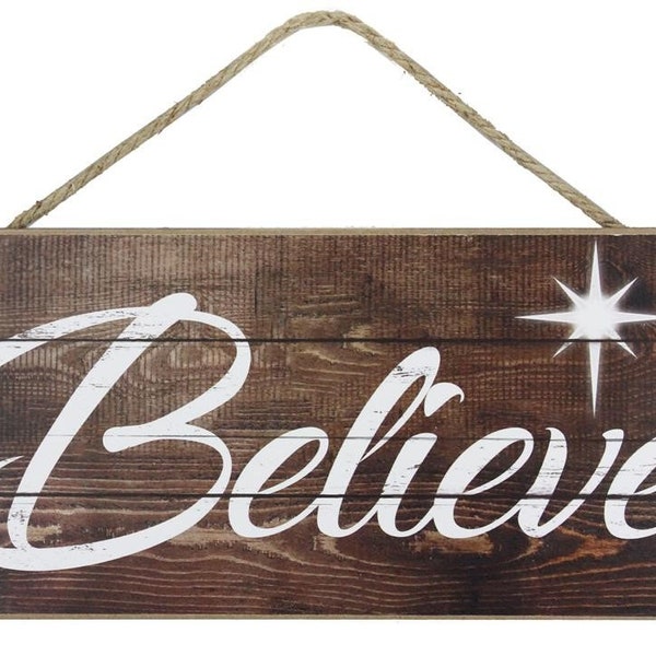 Believe Sign, 12.5"Lx6"W Mdf Believe Sign