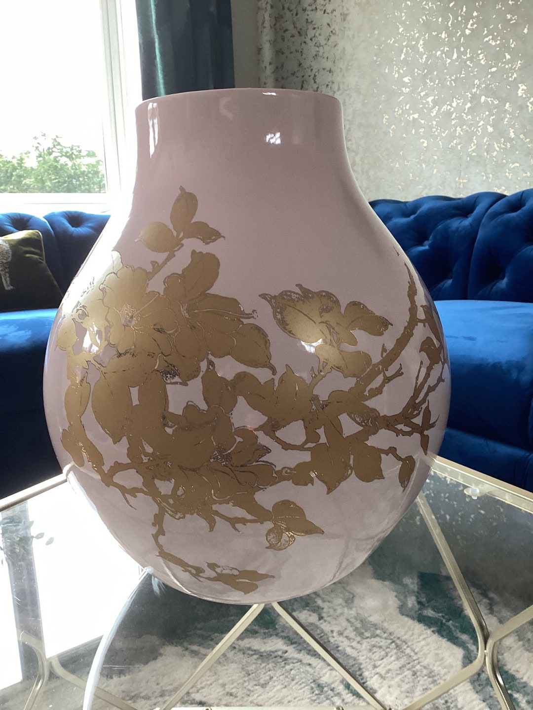 IKEA PS Jonsberg Vase Pink Gold Vintage Design by Hella Etsy