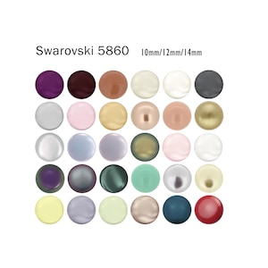 May include: A chart of 24 different coloured round Swarovski 5860 beads in sizes 10mm, 12mm, and 14mm.