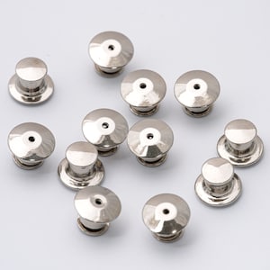 12pcs Locking Pin Backs for Enamel Pins - Gold, Silver, Black Nickel or Rainbow