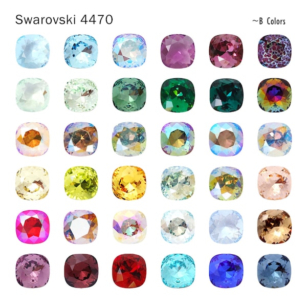 Swarovski 4470 B 8/10/12/18mm Cushion Cut Square Crystal Multicolors,Fancy Stones Article 4470