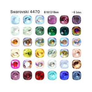 Swarovski 4470 B 8/10/12/18mm Cushion Cut Square Crystal Multicolors,Fancy Stones Article 4470