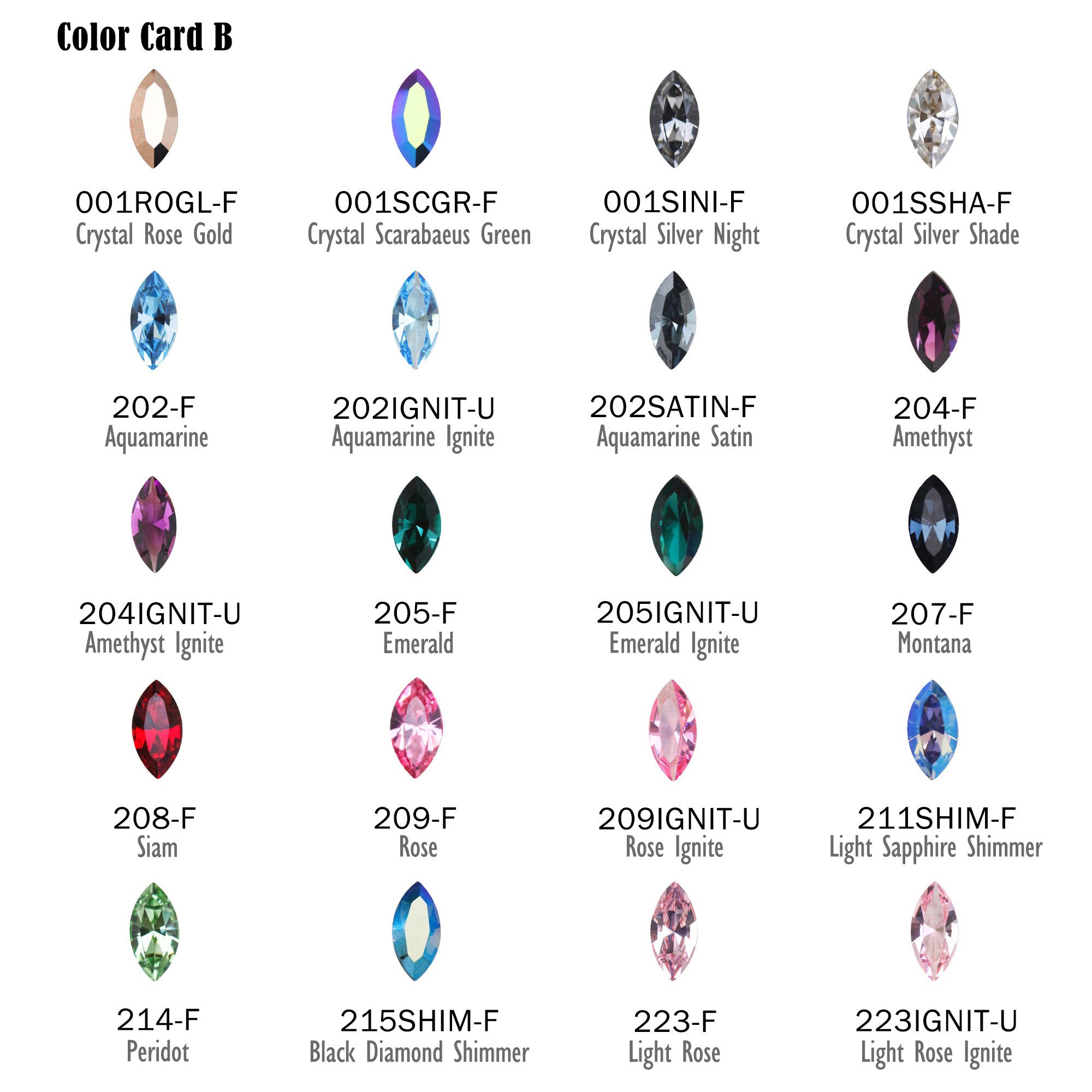 Swarovski 4228 6x3/8x4/10x5/15x7mm Xilion Navette Fancy Stone