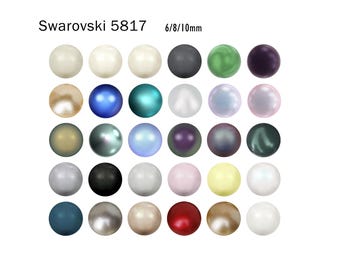 Pérola cabochão Swarovski 5817 com cristal semi-perfurado, 6 mm/8 mm/10 mm