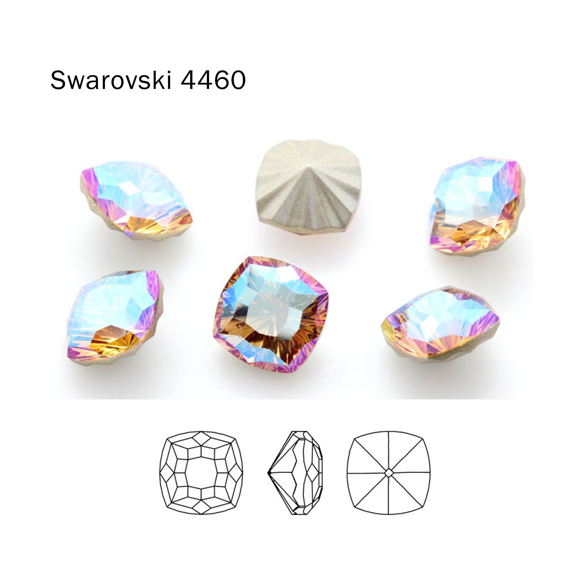 Swarovski 4460 8/10/14/18mm Mystic Square Fancy Stone Crystal - Etsy