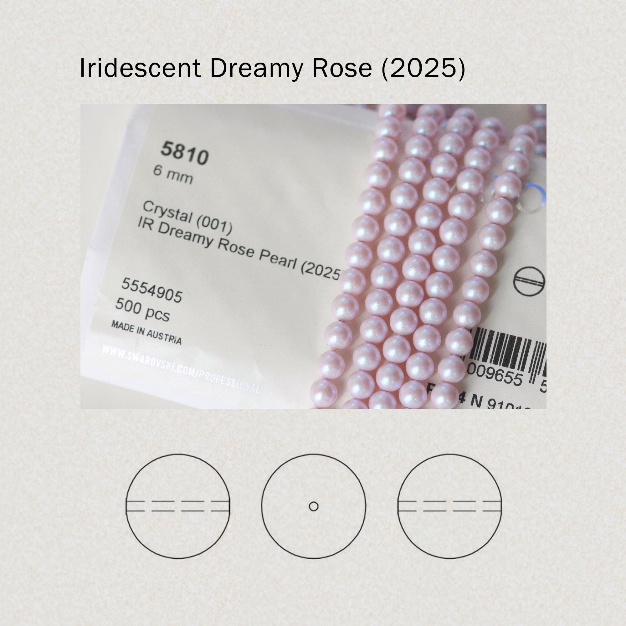 Swarovski 5810 Iridescent Dreamy Rose Crystal Pearls, Full-drilled 