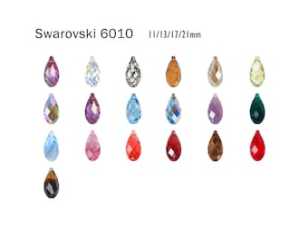 Swarovski 6010 Briolette-hangers 11 x 5,5/13 x 6,5/17 x 8,5/21 x 10,5 mm kristal
