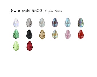 Swarovski 5500 Pear Bead 9x6mm/12x8mm Drop beads Crystal