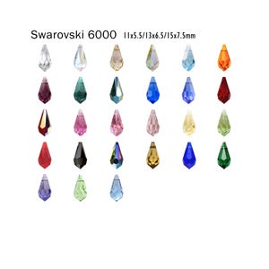 Swarovski 6000 Classic Drop Pendant 11x5.5mm/ 13x6.5mm/ 15x7.5mm Crystal