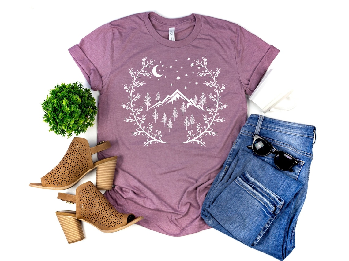 Hiking Shirt Women. Mountains Graphic Tee. Camping T Shirt. Etsy