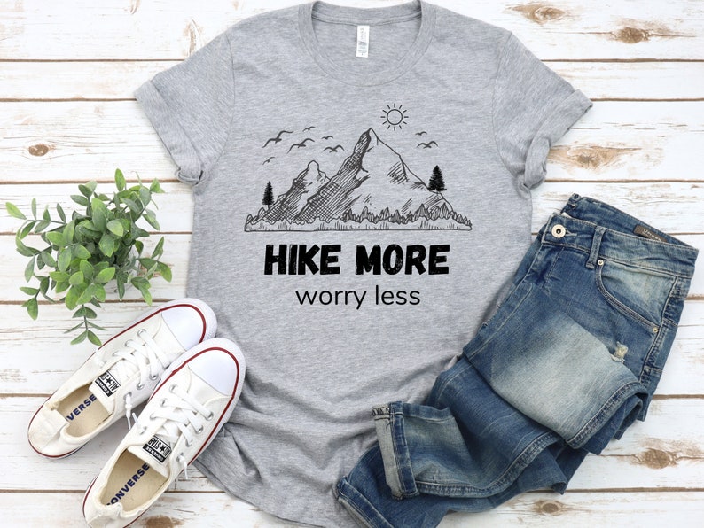 Forest t shirt Hike more worry less Hiking graphic tee Hiking t shirt Camping shirt Mountain tshirt Nature lover gift Adventure shirt