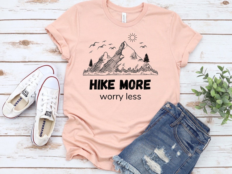 Forest t shirt Hike more worry less Hiking graphic tee Hiking t shirt Camping shirt Mountain tshirt Nature lover gift Adventure shirt