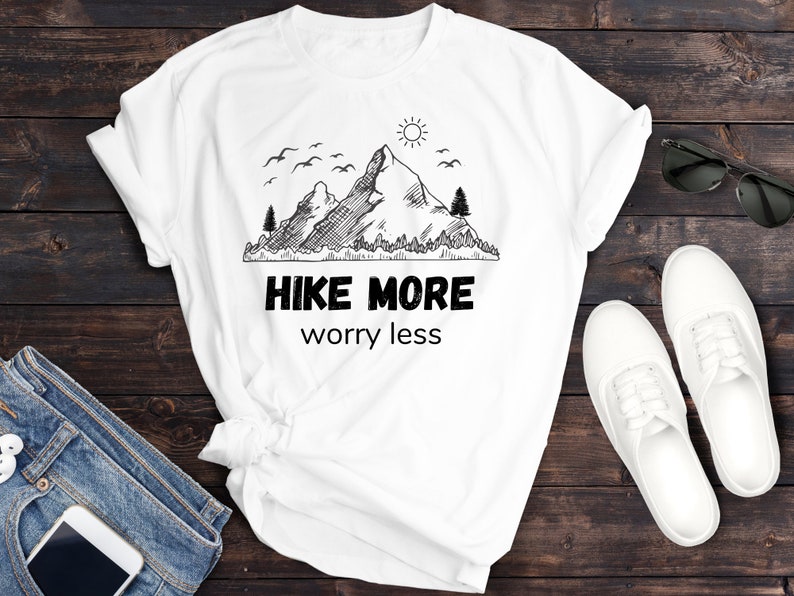 Forest t shirt Hike more worry less Hiking graphic tee Hiking t shirt Camping shirt Mountain tshirt Nature lover gift Adventure shirt