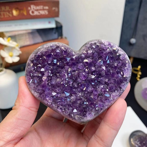 Amethyst Heart Amethyst Cluster Heart Crystal Gift Nice Home Decor Girl Love The Most