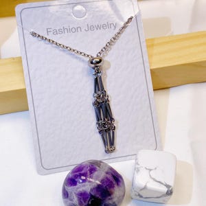 Stainless Steel Crystal Holder Necklace: Boho Cage Pendant, Spiritual Jewelry