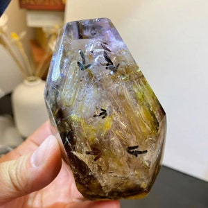 6+ Bubbles Enhydro Quartz-Big Size-Bubbles In Smokey Quartz-Golden Healer-Rare And Unique-Water Inside Quartz-Moving Bubbles