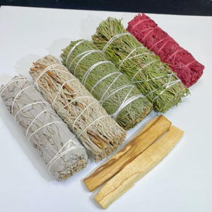 Sage Cleasing Kit. One For All Positive Energy Sage Combo. 10cm. Shell. Palo Santo