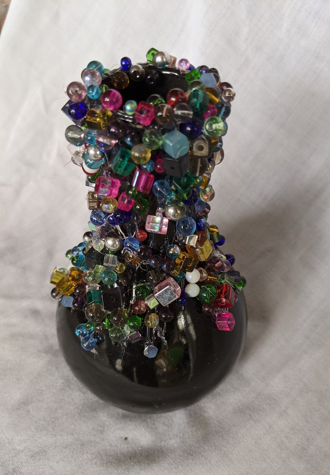 Beaded Black Vase Etsy