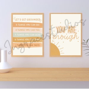 Grounding technique poster, Affirmation Poster, Digital Print, Mental Health, Counseling Office Decor, Therapist Decor, Social Work Poster