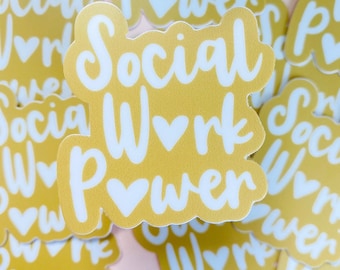 social work sticker, stickers for social workers, social worker gift, laptop stickers, journal stickers, water bottle stickers, WEATHERPROOF