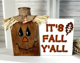 Fall Tiered Tray Decor, Scarecrow Sign, Autumn Home Accents
