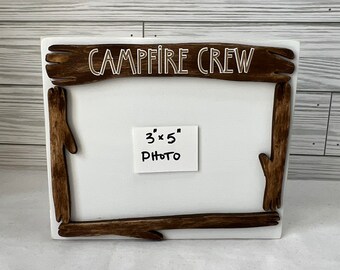 Campfire Crew Photo Frame: Rustic Camping Memory Sign