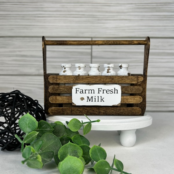 Caisse de lait de plateau de ferme de niveau/mini caisse de lait de ferme/décor de cuisine de ferme vintage/décor de plateau de niveau de ferme/décor frais de ferme