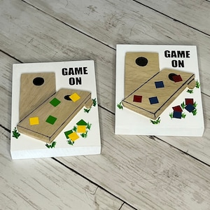 Cornhole Mini Wood Sign: Game Shelf Sitter