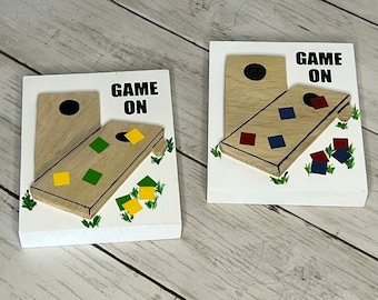 Cornhole Mini Wood Sign: Game Shelf Sitter