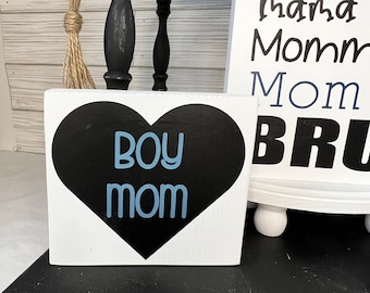 Boy Mom Heart Sign, Tiered Tray Decor, Mother's Day Gift