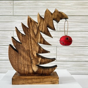 Leaning Farmhouse Christmas Tree with Rustic Bell, Whimsical Christmas Tree, Bent Over Christmas Tree, Unique Christmas Tree Home Decor